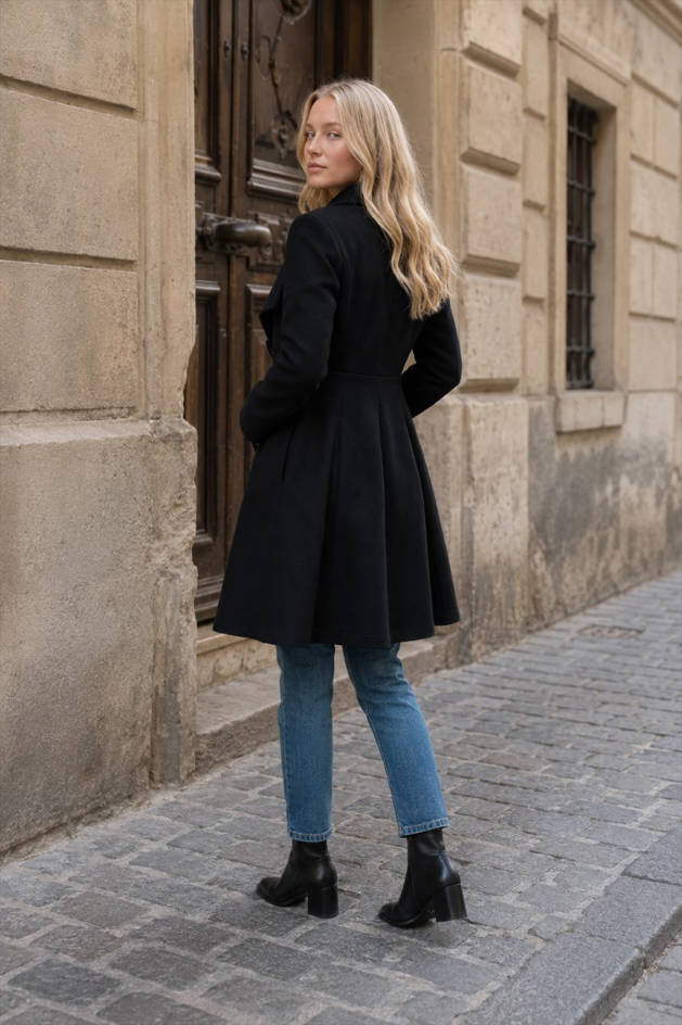 Margot Belted Wool Coat Black 2
