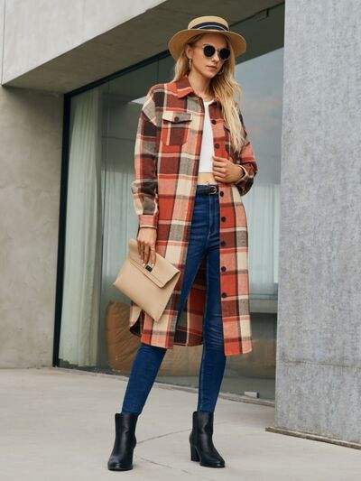 Margot Plaid Trench Coat Teal 3