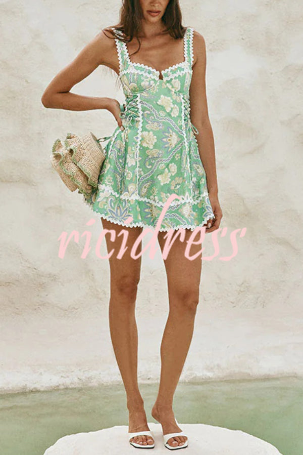 Margot Printed Mini Dress with Serrated Trim Multicolor 6