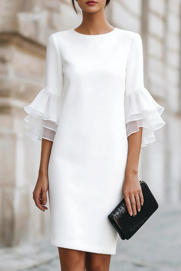 Arabella Ruffle Sleeve Mini Dress White 1