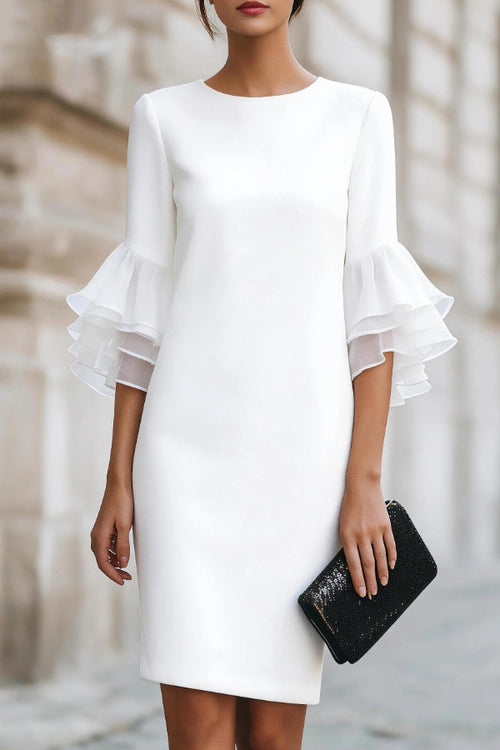 Arabella Ruffle Sleeve Mini Dress White 1