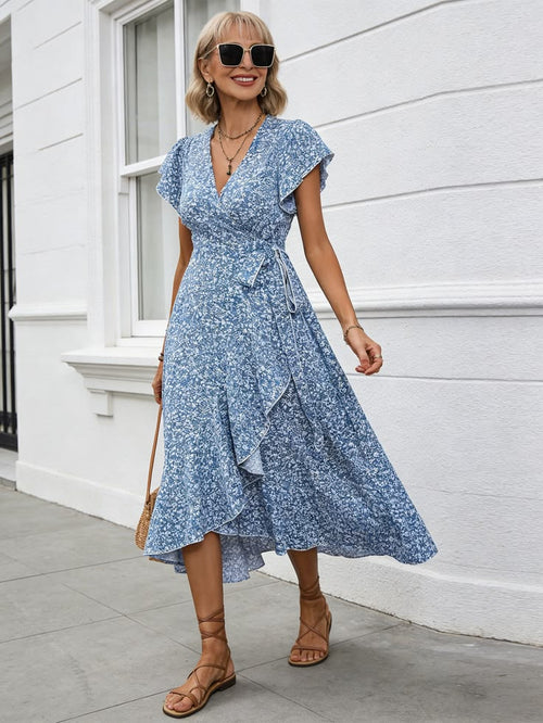 Margot Floral Wrap Midi Dress Black 1