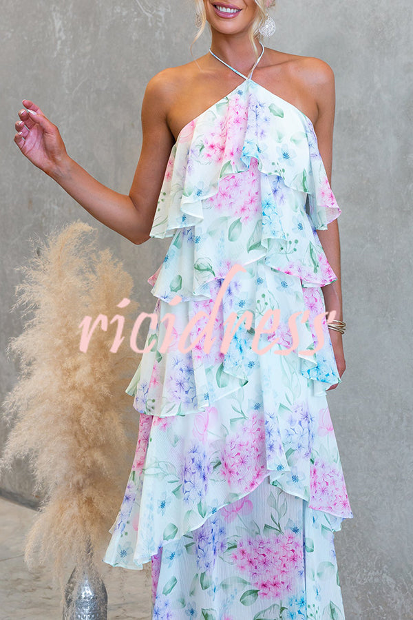 Eden Chiffon Floral Maxi Dress Pink 6