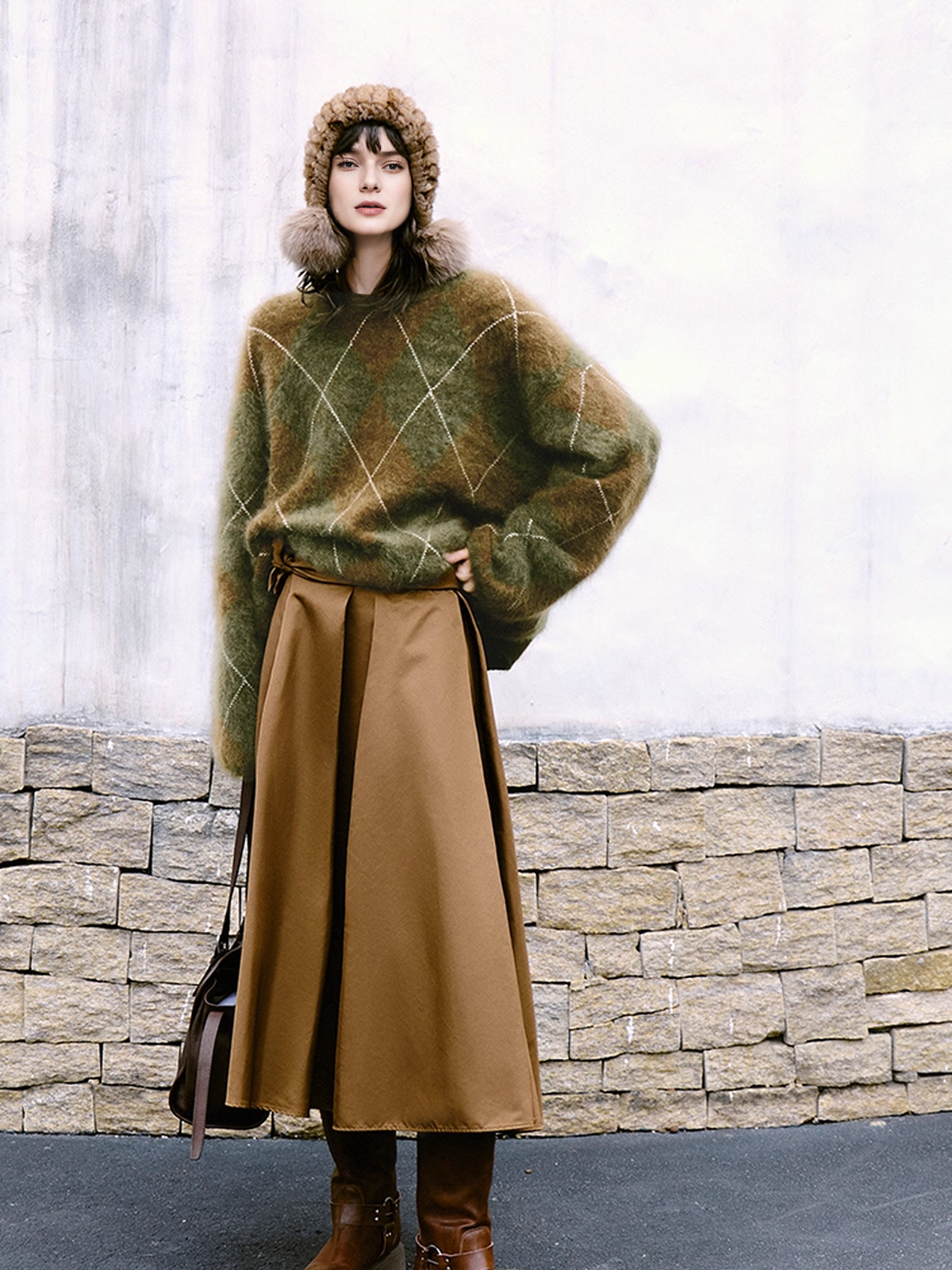 Halcyon Cashmere Diamond Knit Roasted Cedar 5