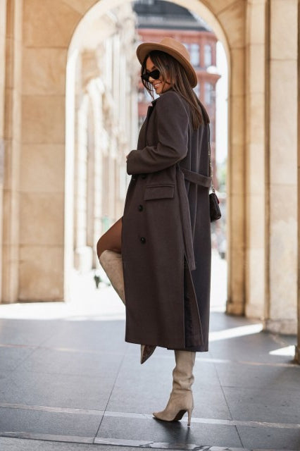 Margot Belted Wool Blazer Coat Brown 3