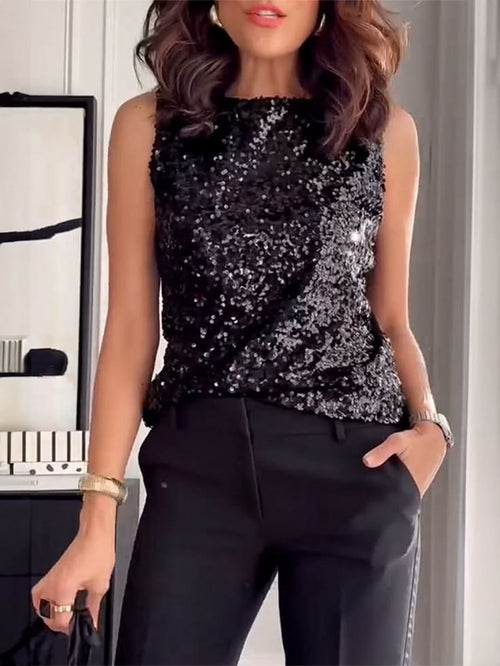 Noir Sequin Blouse & Black Pants Set Black 1