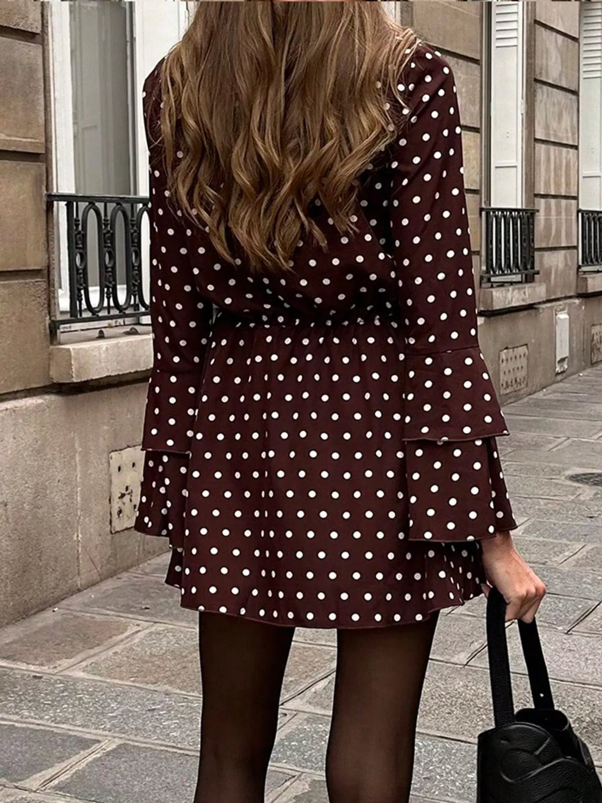Margot Polka Dot Mini Dress Brown 3