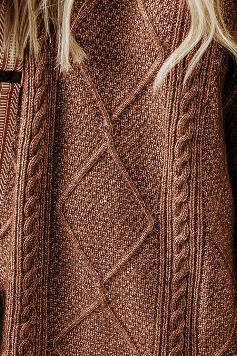 Margot Cable-Knit Wrap Sweater Dress Tan 9