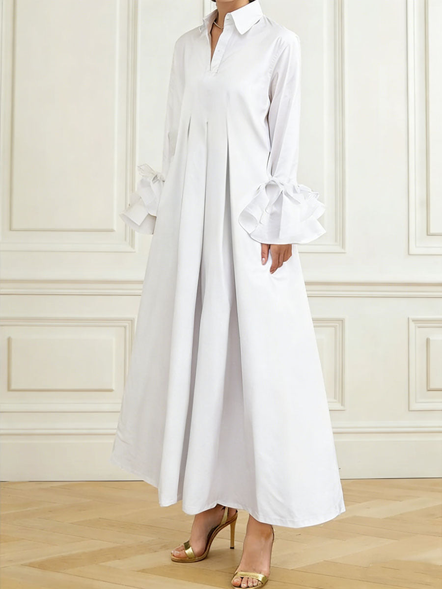 Celestine Pleated Maxi Shirt Dress BLACK 1