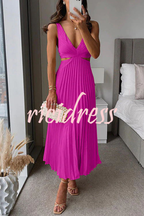 Ambrose Pleated Cutout Midi Dress Orange 5