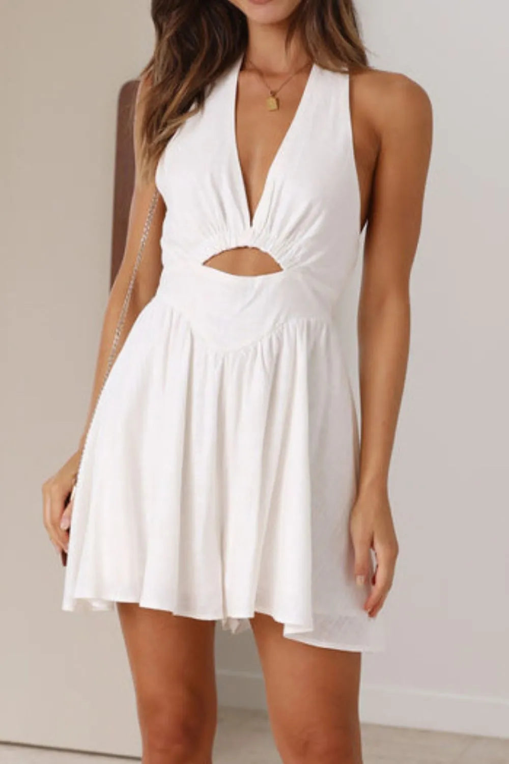 Arabella Cutout Halter Mini Dress Black 3
