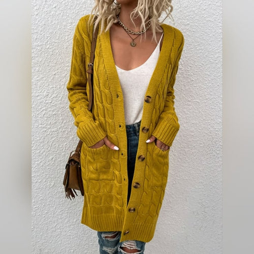 Margot Cable-Knit Cardigan Gold 1