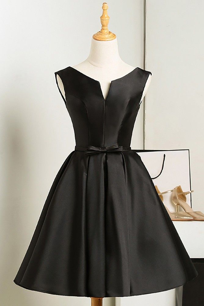 Vivienne Satin Homecoming Dress Black 1