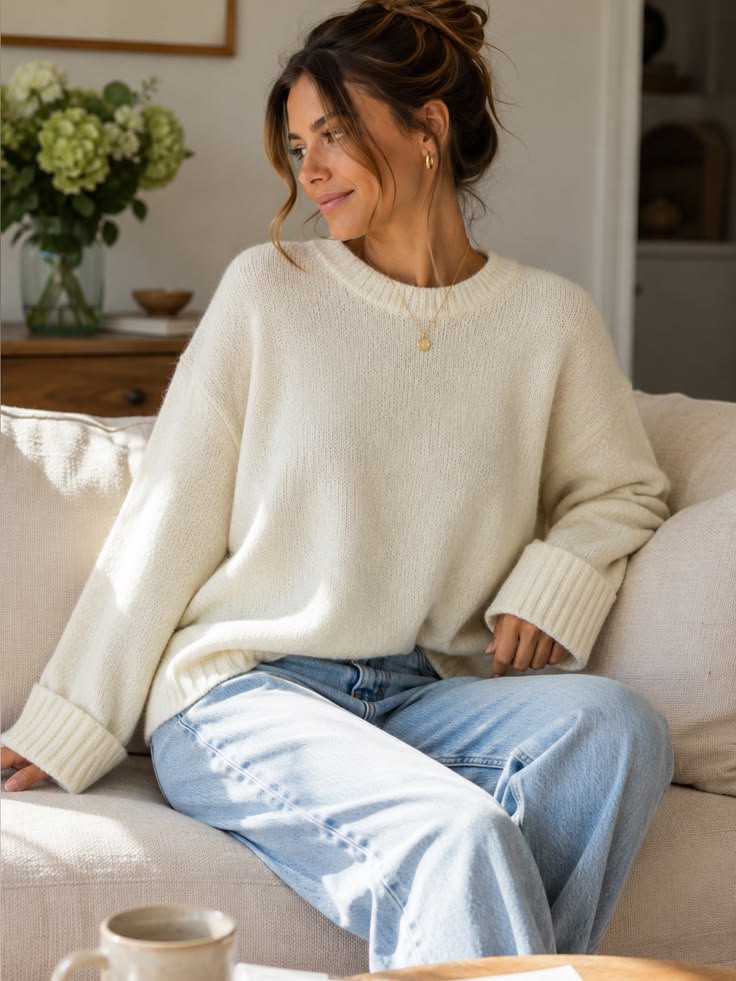 Margot Chunky Knit Sweater White 1
