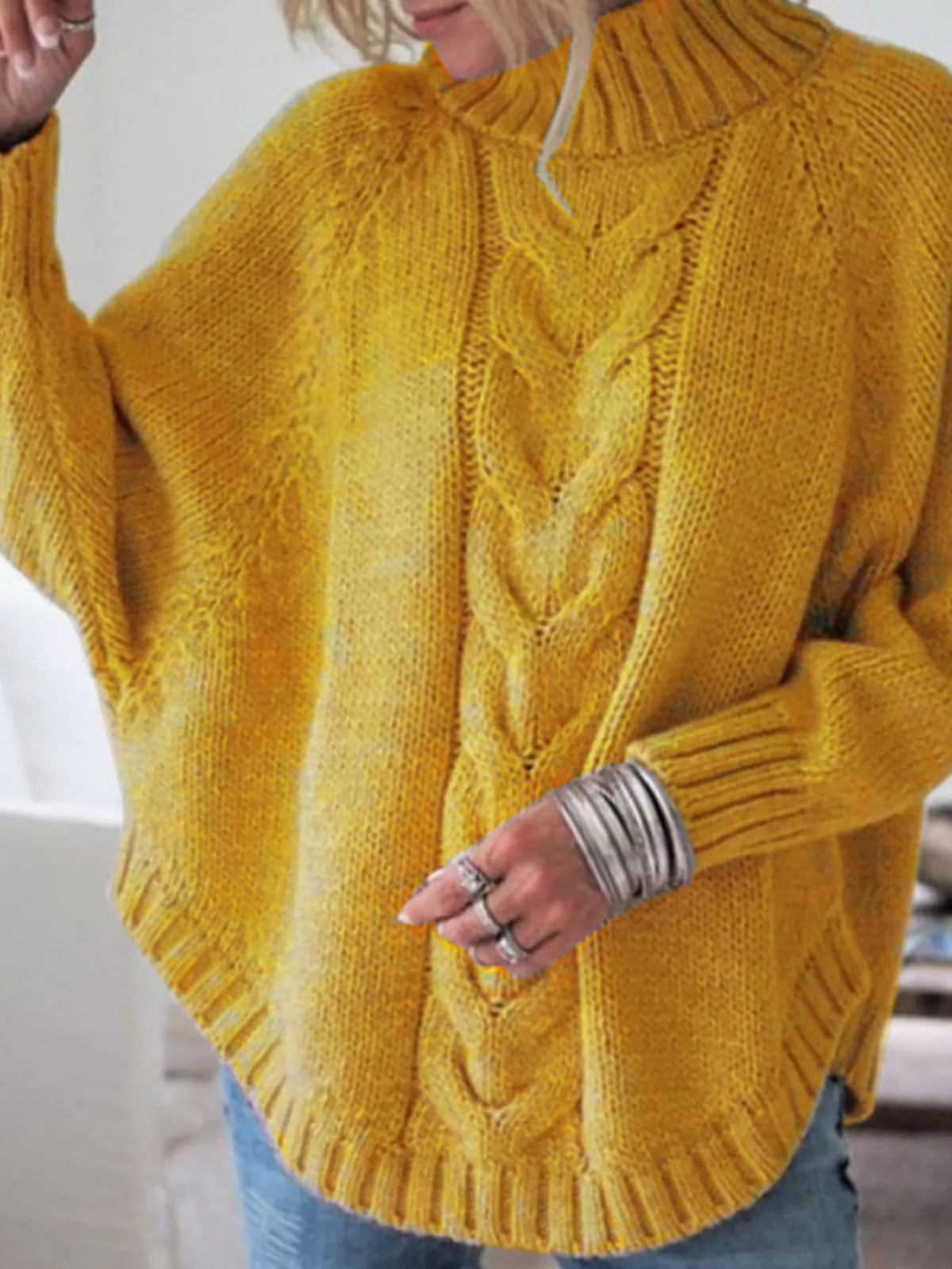Margot Cable-Knit Sweater Dress Yellow 1