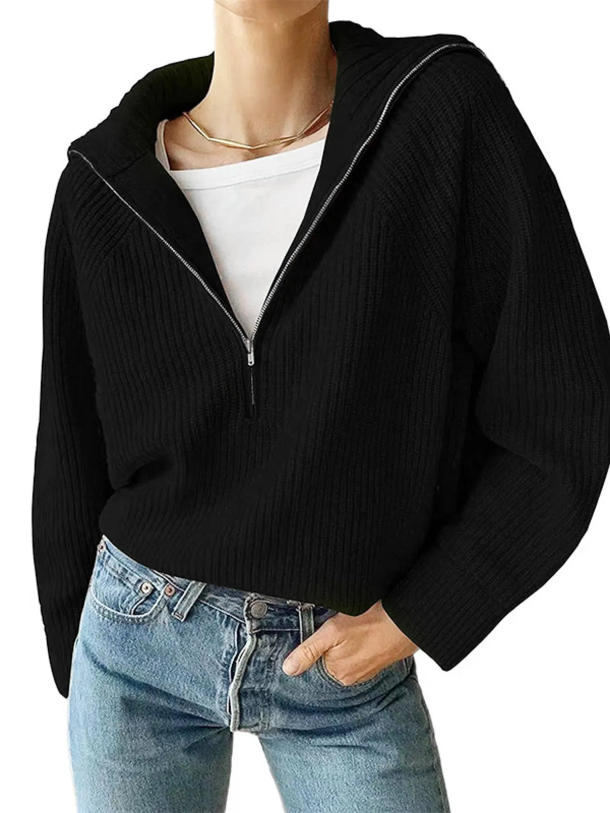 Margot Knit Slip Sweater in Black Rust 4