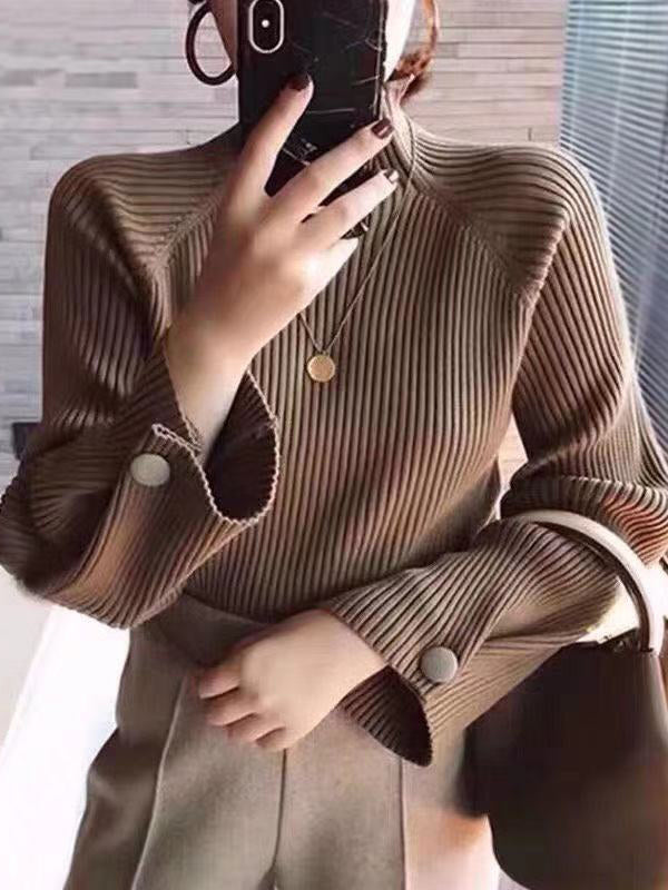 Margot Mock-Neck Sweater Dress KHAKI 3