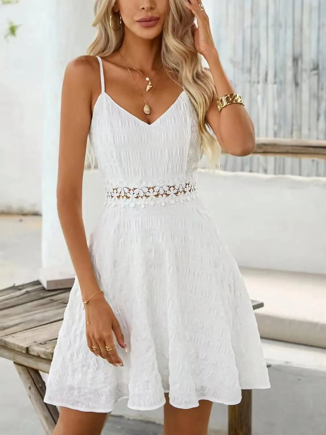 Lisette Lace Cami Mini Dress White 5