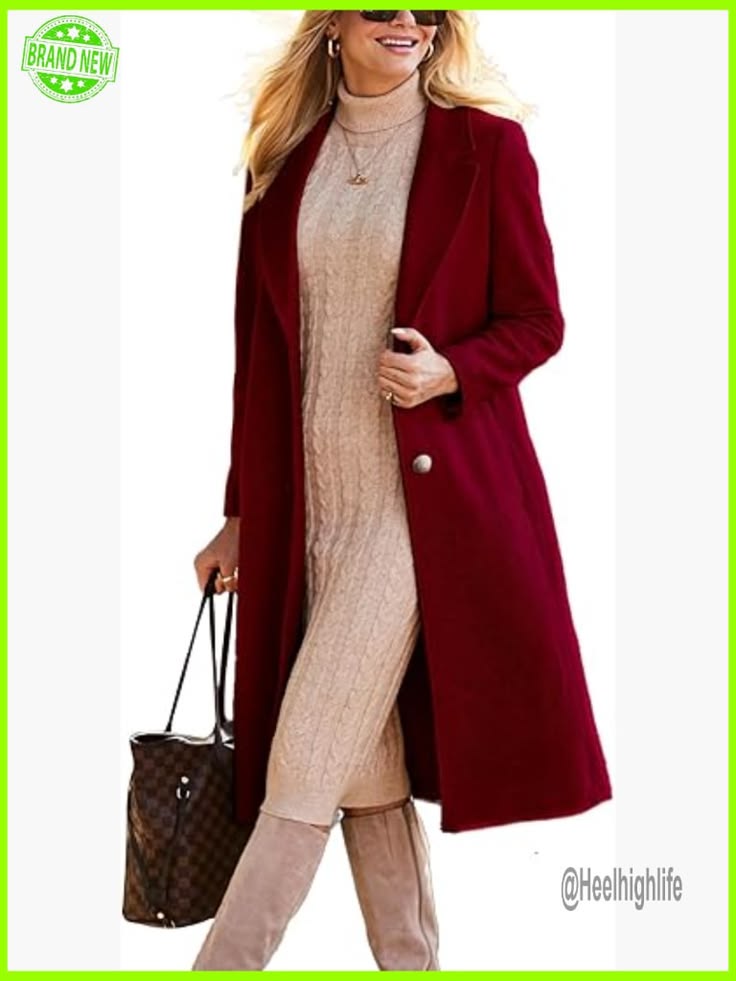 Margot Wool Blend Pea Coat Red 1