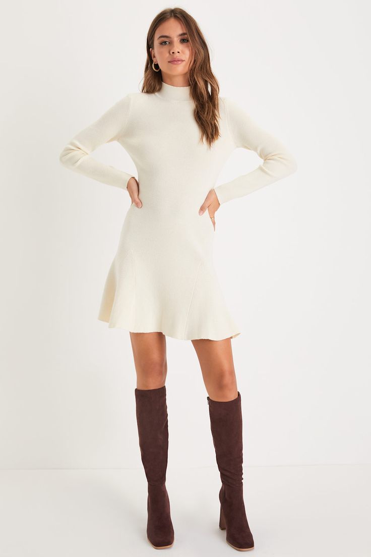 Camille Ivory A-Line Mini Dress Ivory 1