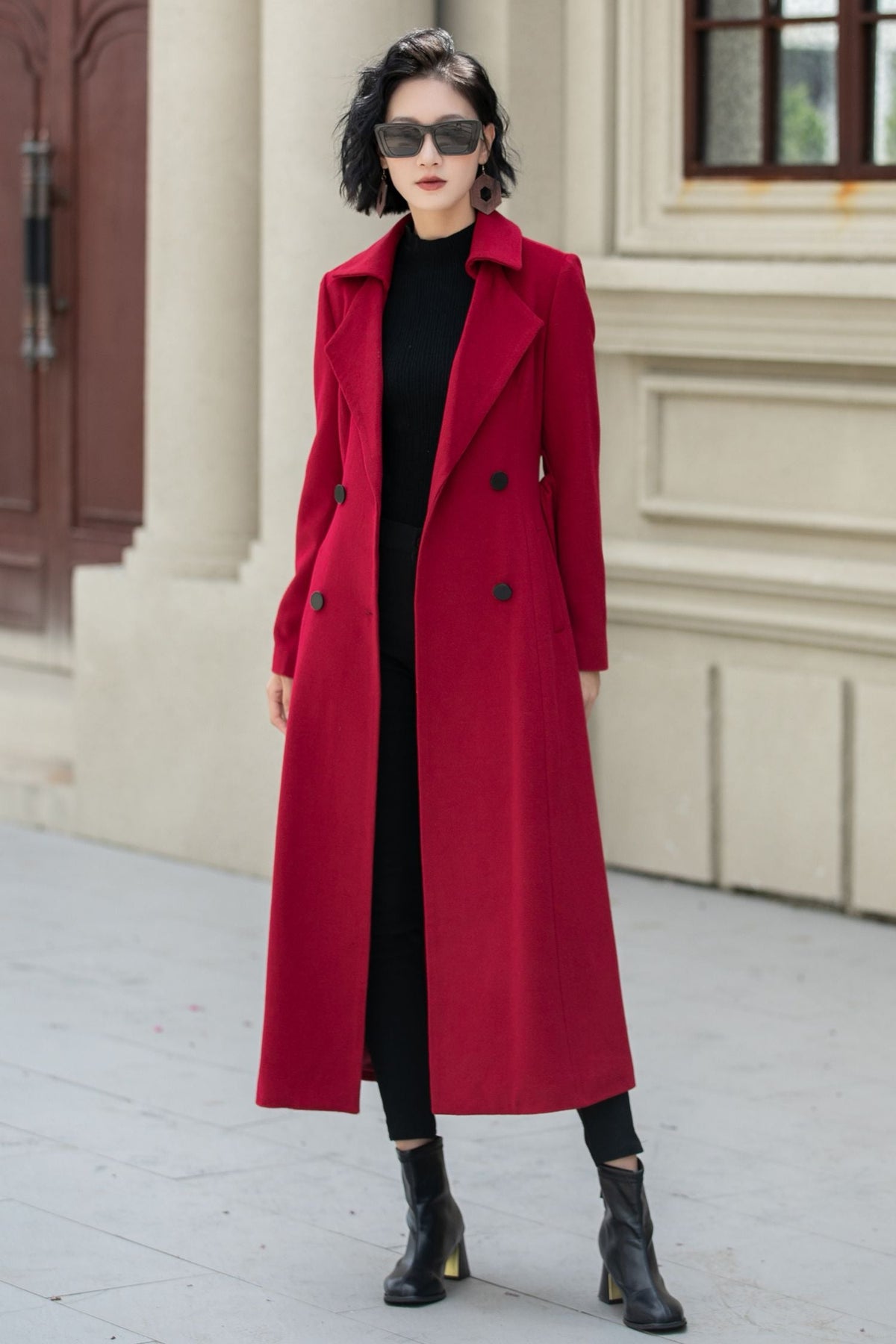 Margot Wool Maxi Coat Red 7