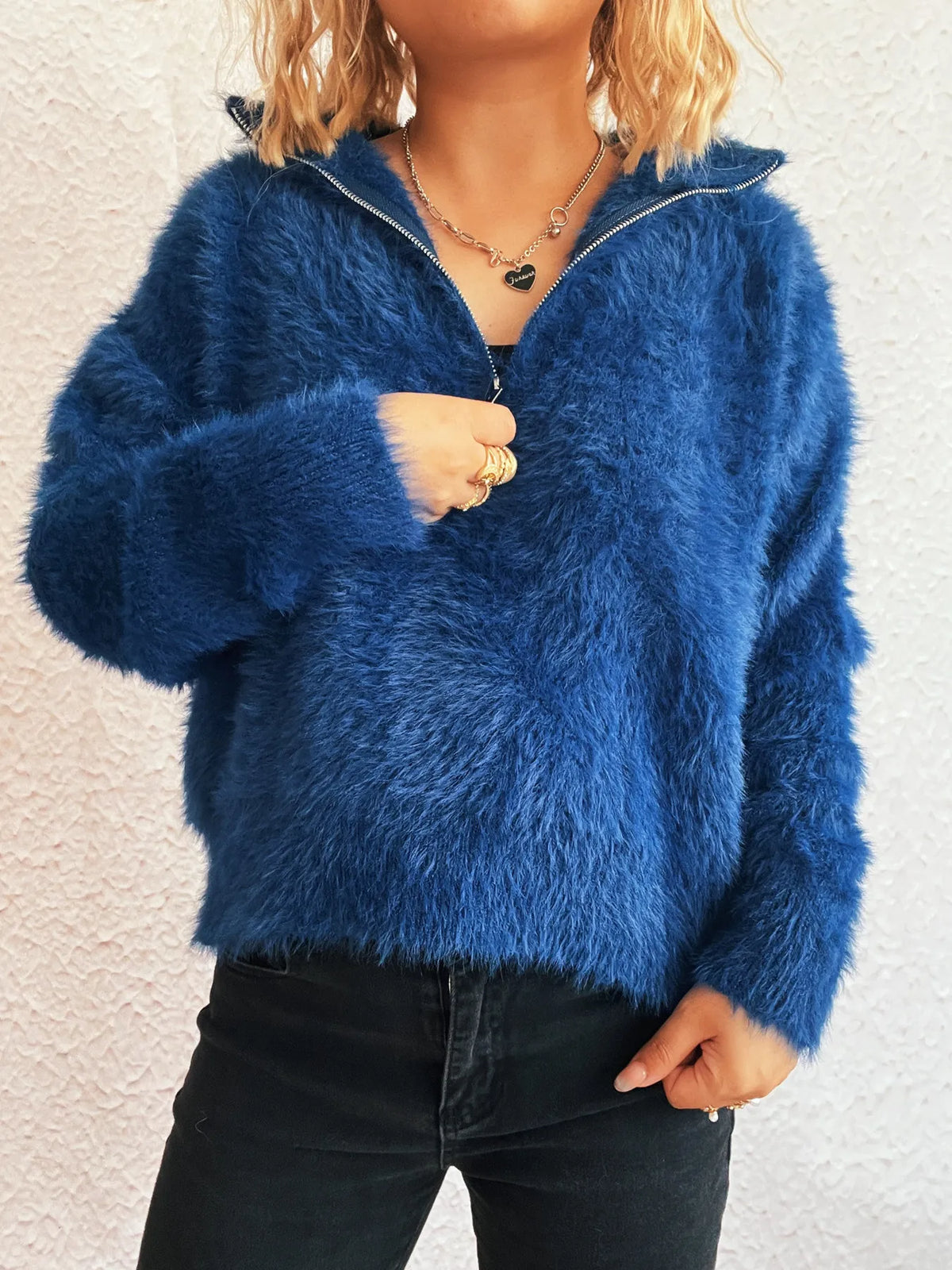 Sabine Half-Zip Knit Sweater Blue 7