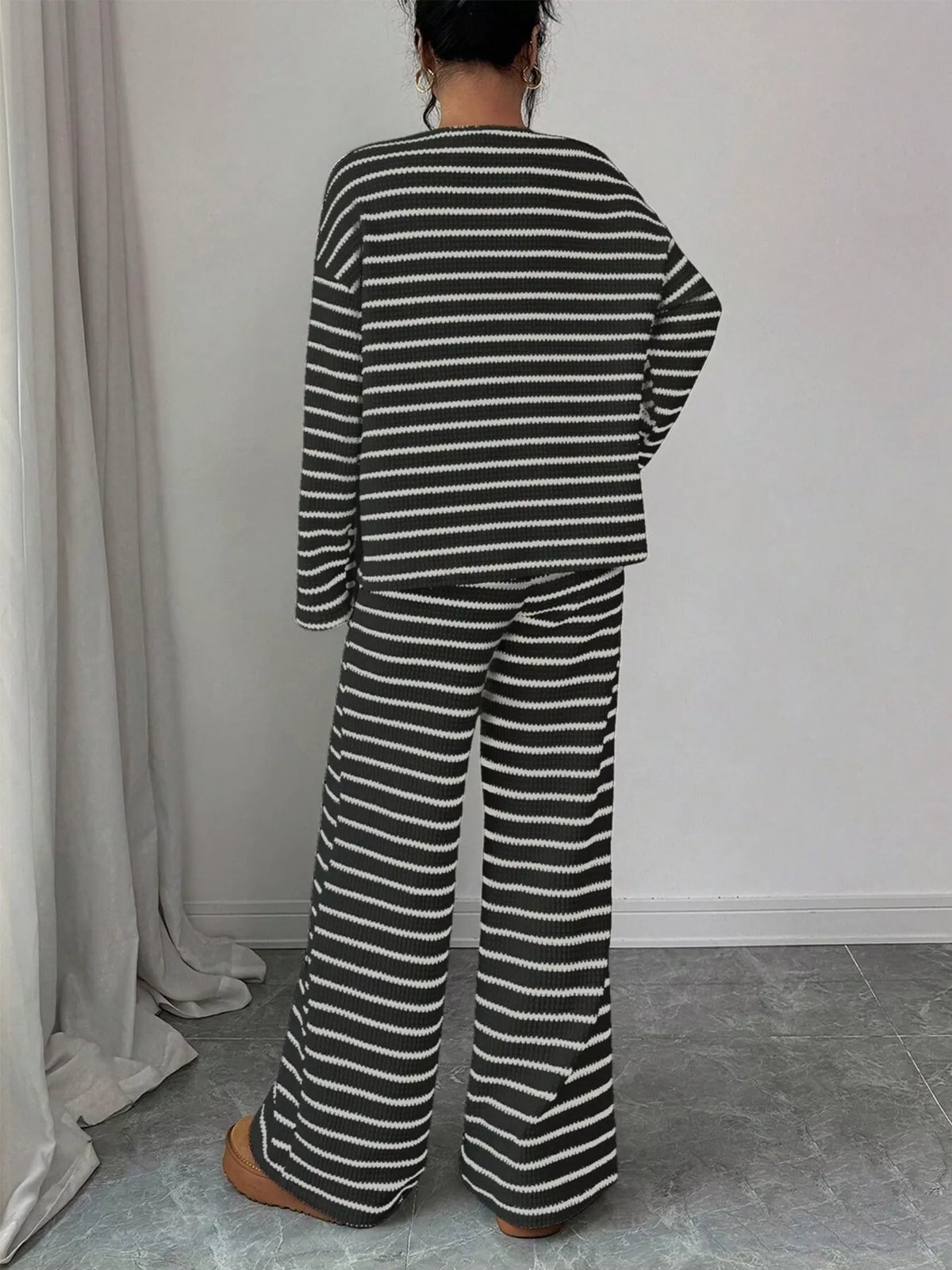 Esme Striped Knit Two-Piece Set Khaki 8