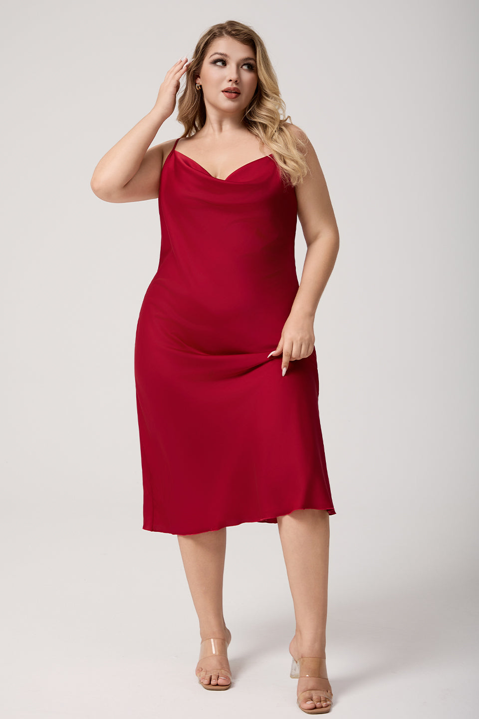 Xanthe Satin Cowl Neck Slip Dress Grey 8