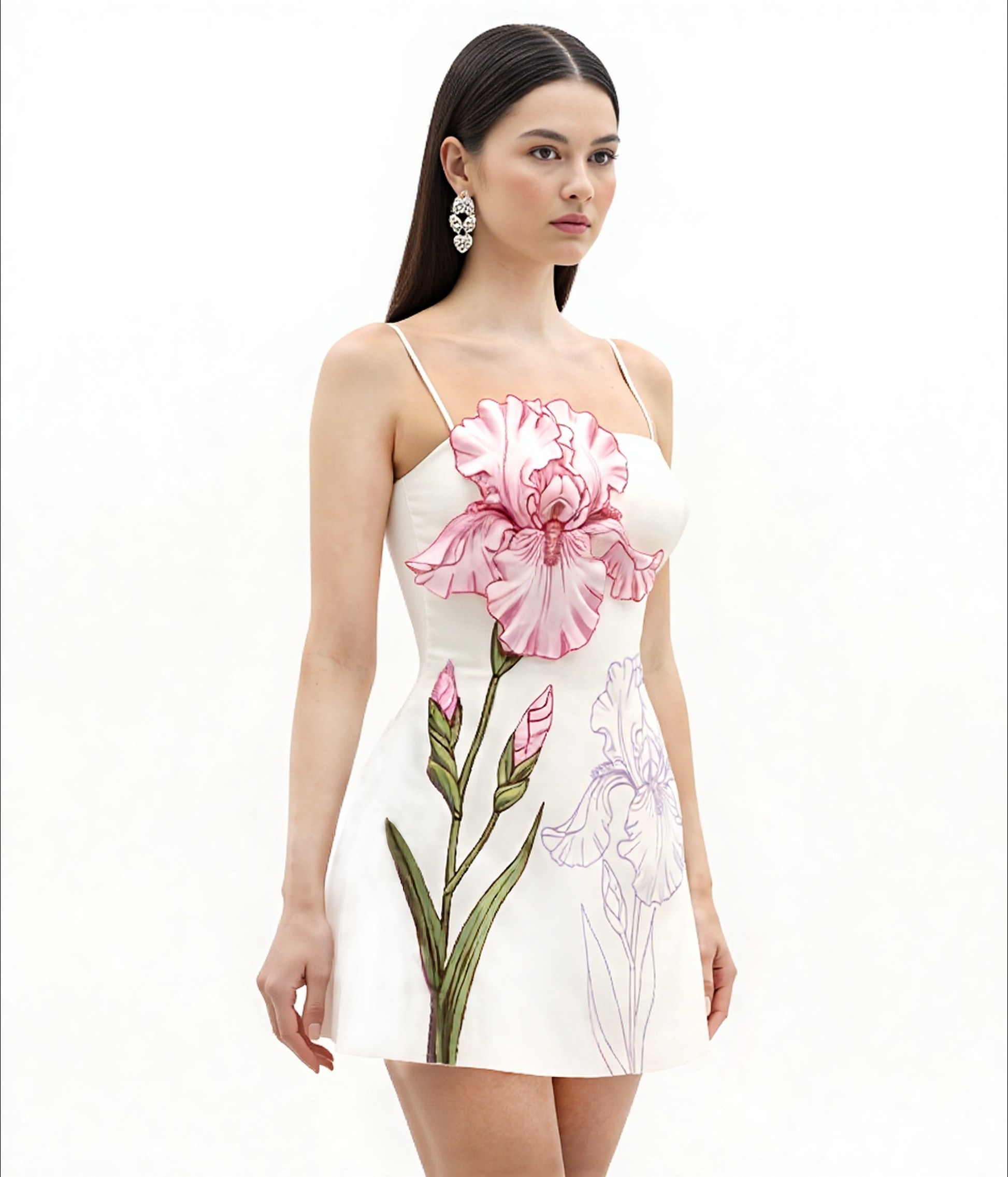 Iris Appliqué Mini Dress White 2