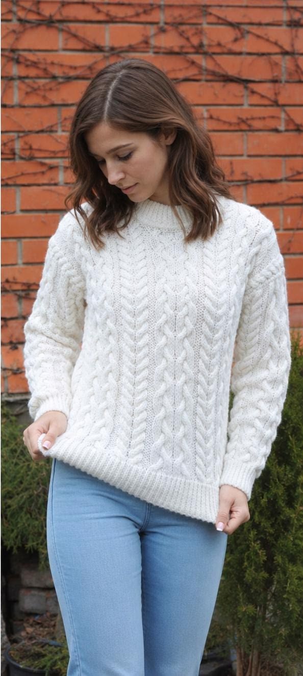 Isabelle Cable Knit Sweater White 1
