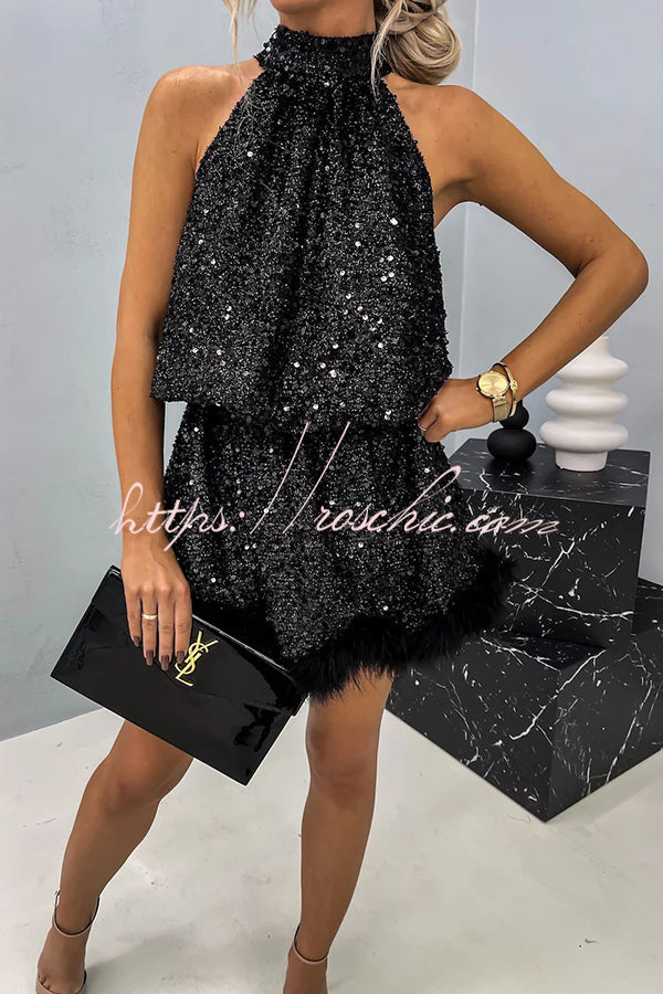 Dahlia Sequin Babydoll Mini Dress Rose Gold 7