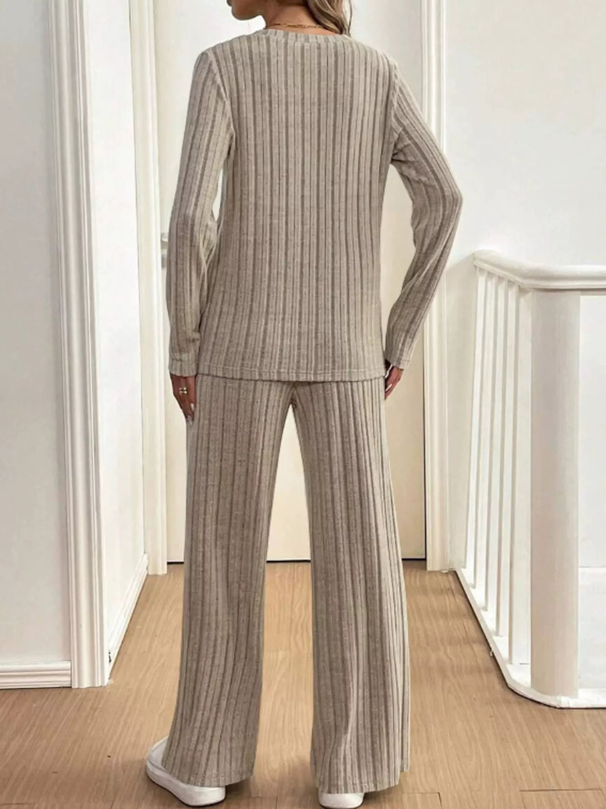 Margot Ribbed Knit Top and Pants Set Black 9