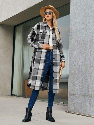 Margot Plaid Trench Coat Red Orange 7
