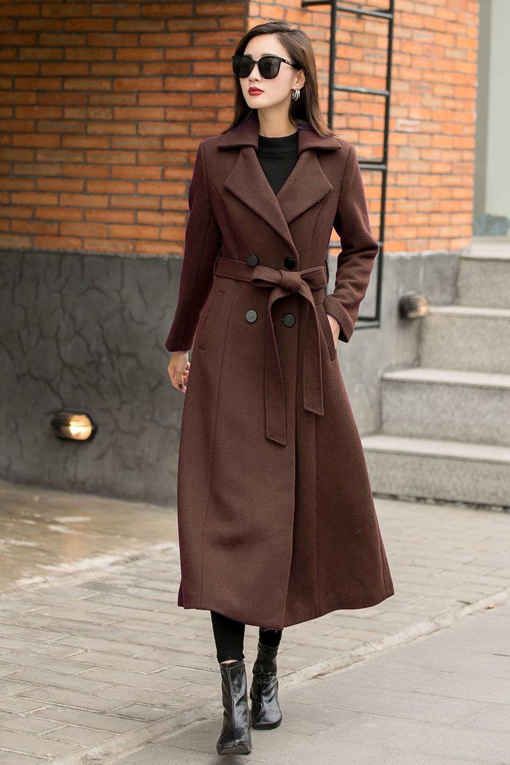 Isabella Wool Blend Trench Coat Brown 1