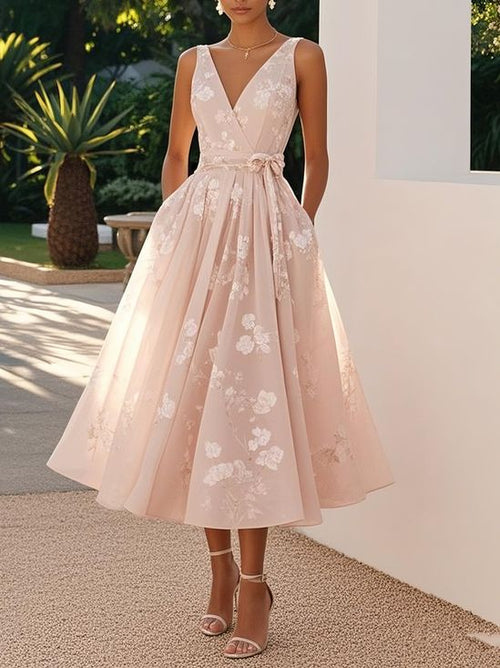 Zora A-Line Midi Dress Blush 1