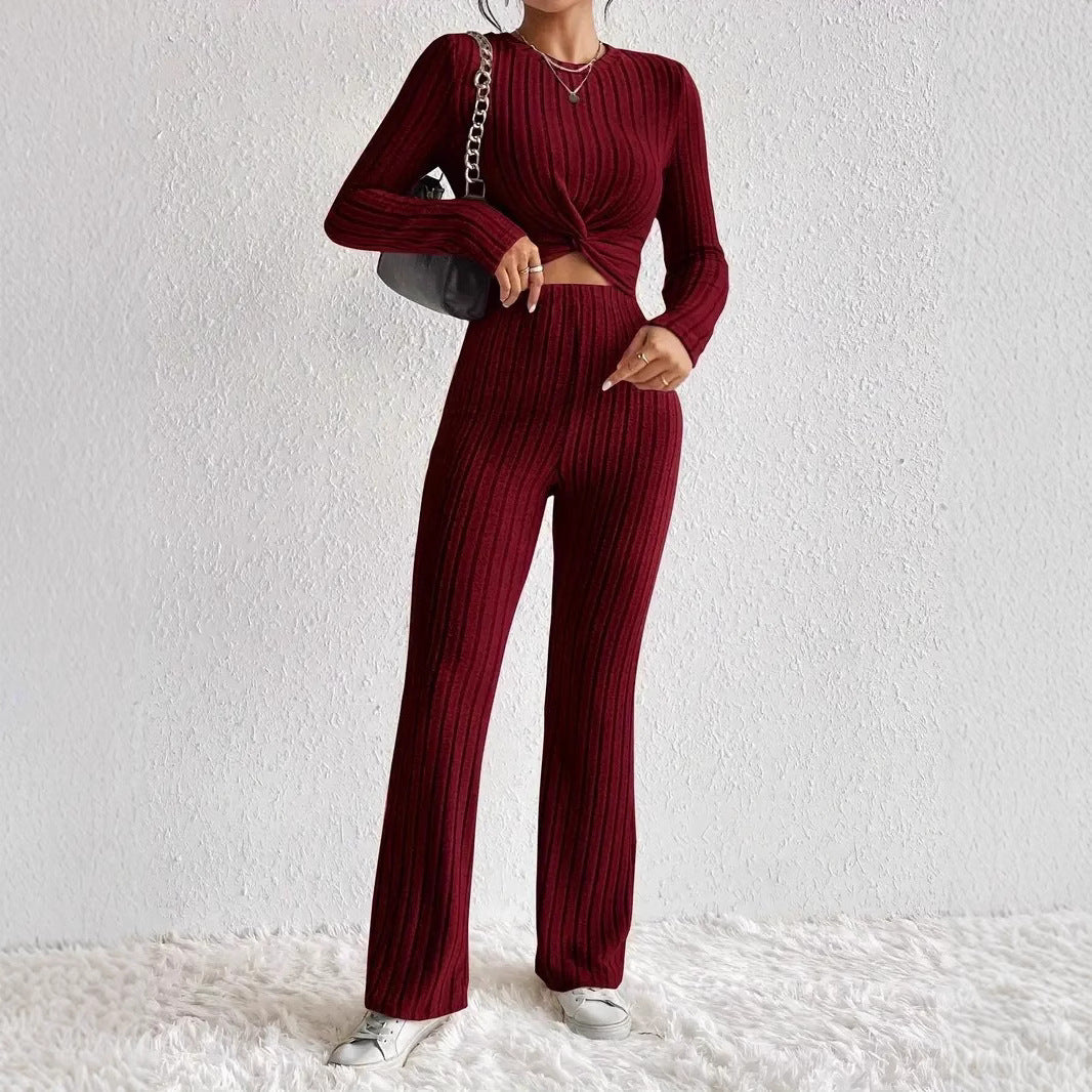 Valentina Ribbed Knit Two-Piece Set Sea Blue 3