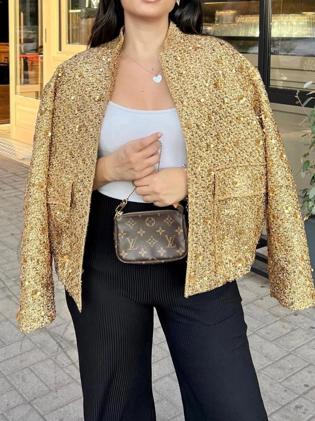 Margot Sequin Blazer Jacket Gold 5