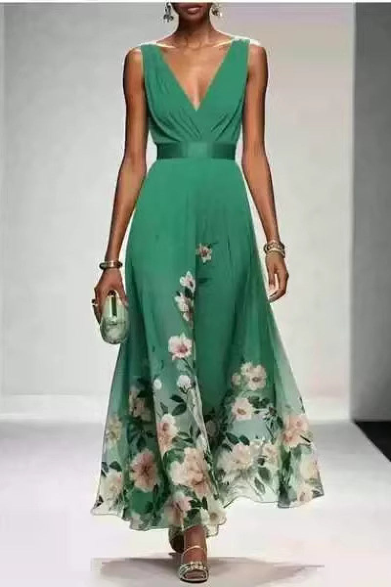 Margot A-Line Chiffon Tea Dress Light Green 6