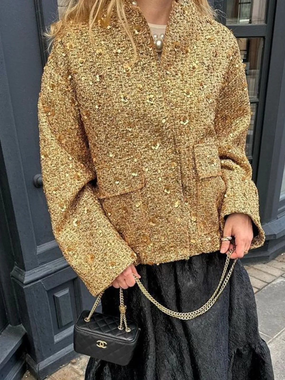 Margot Sequin Blazer Jacket Gold 2