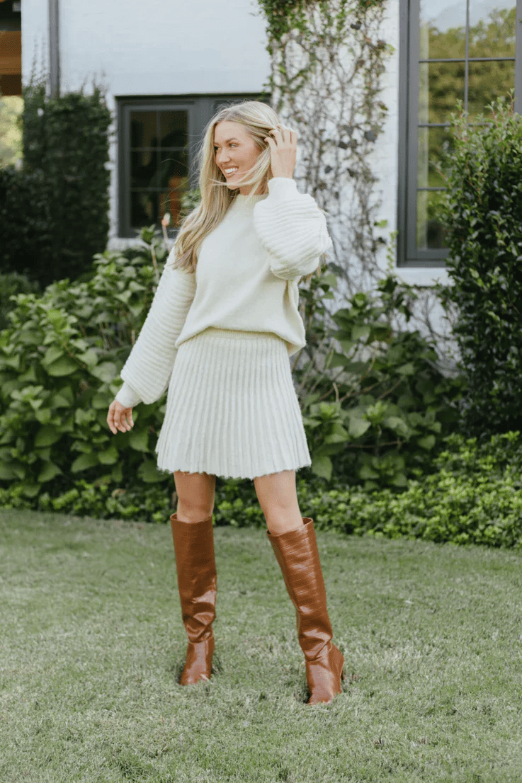 Margot Pleated Knit Two-Piece Heather Grey 6