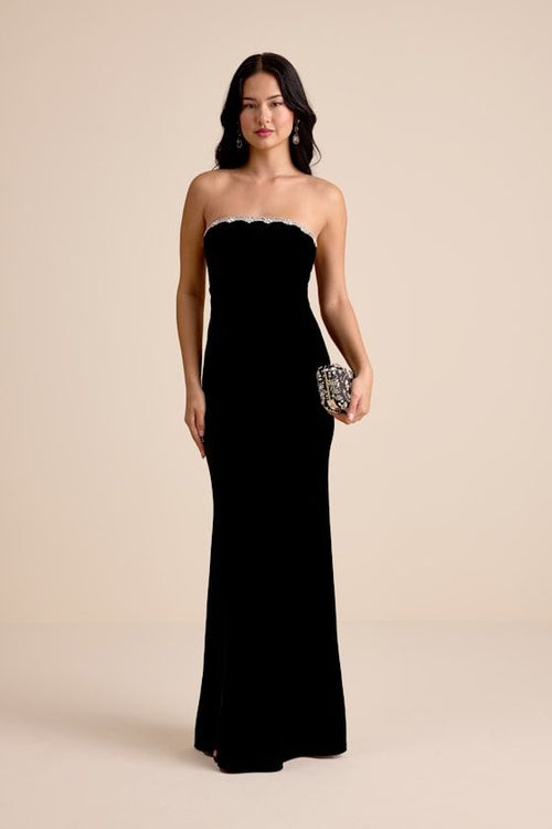 Leesa Black Velvet Mermaid Maxi Dress Black 1