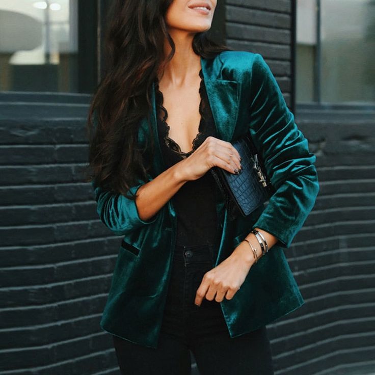 Victoria Velvet Suit Jacket Green 1