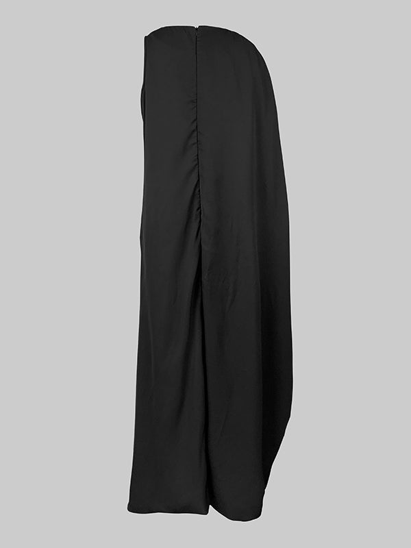 Isadora Asymmetric Contrast Maxi Dress Black 5