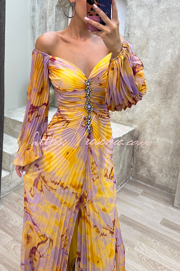 Seraphina Printed Off-Shoulder Maxi Dress Green 8