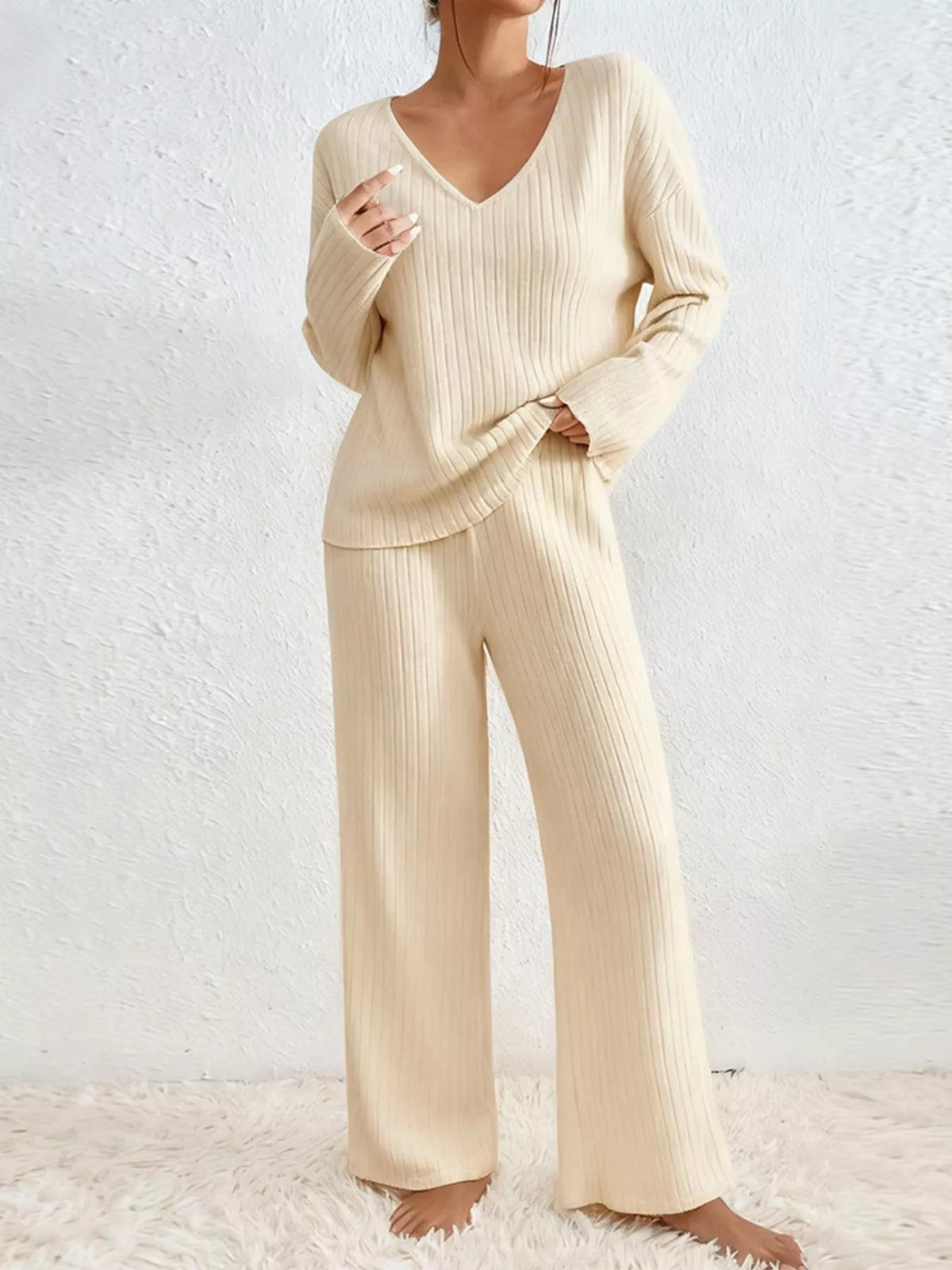 Hana Ribbed Knit Set Moss 4