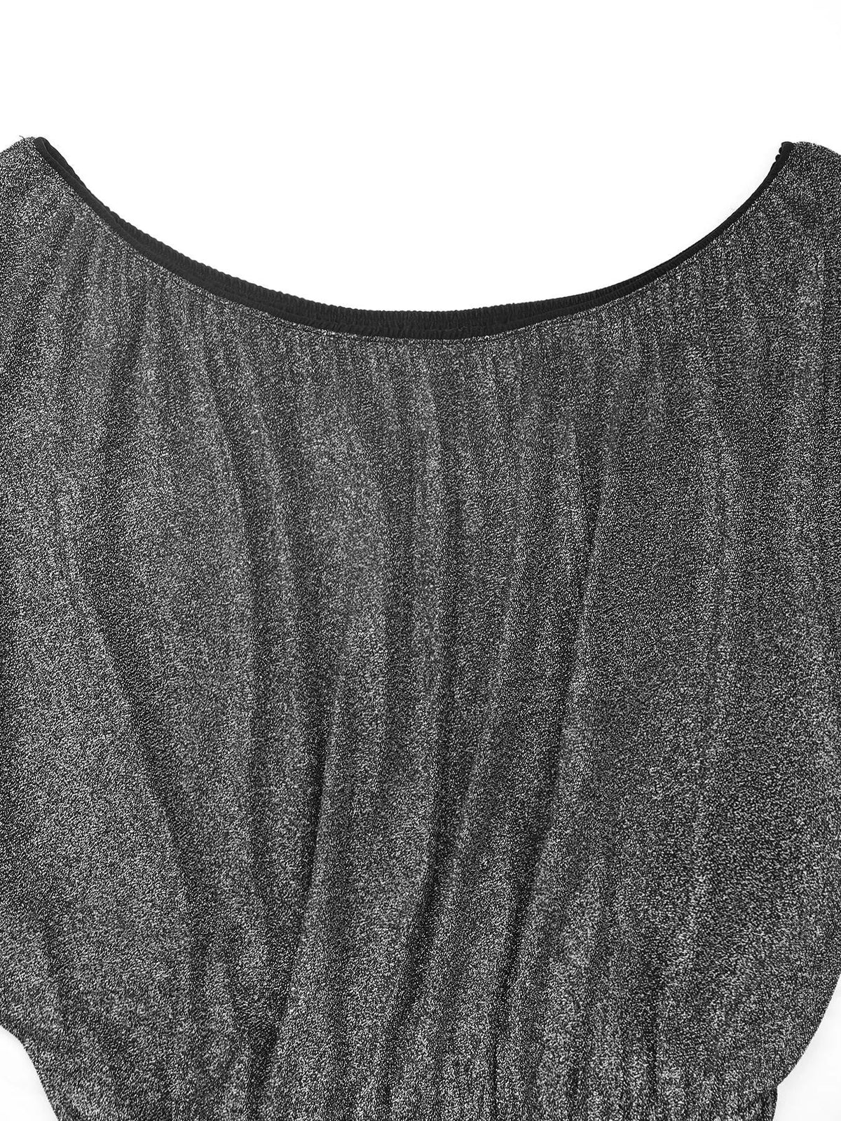Nadia Glitter One-Shoulder Jumpsuit Gray 7