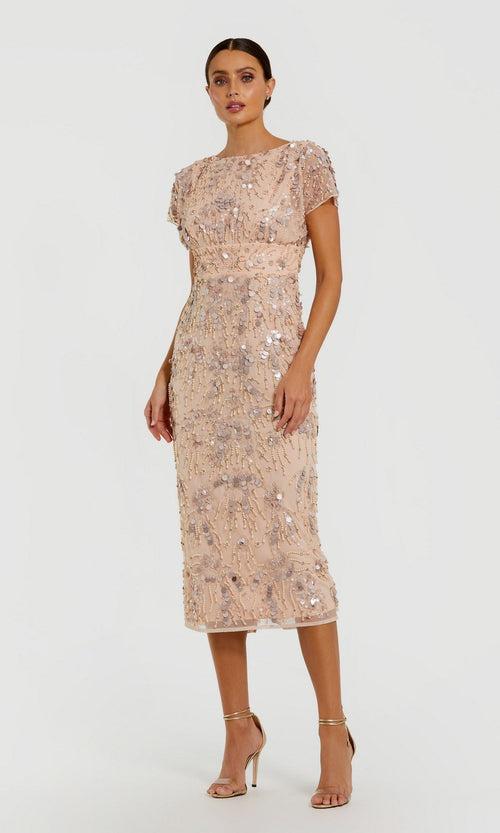 Margot Sage Midi Wedding Guest Dress Blush 1