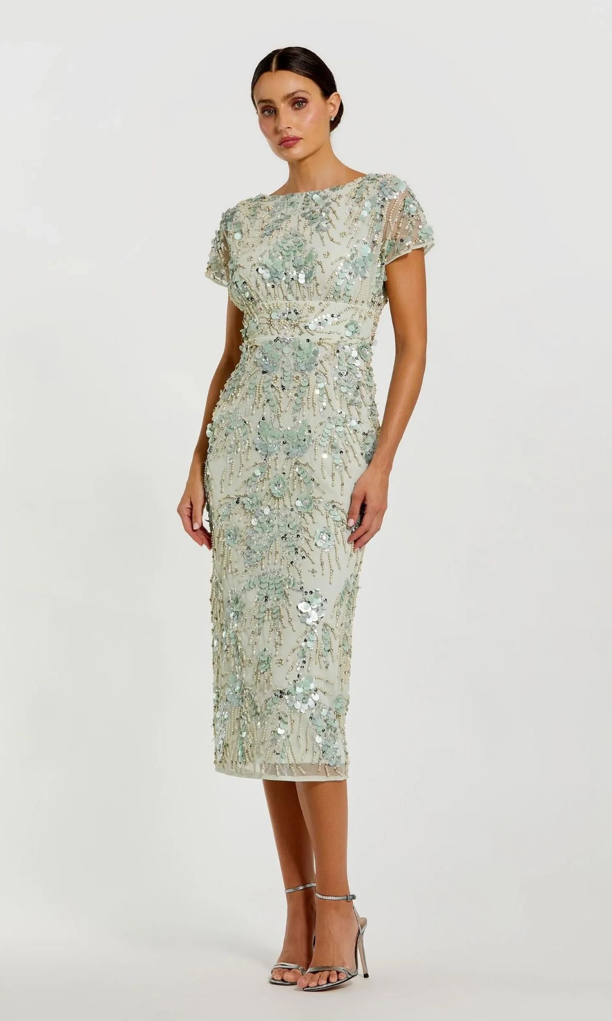 Margot Sage Midi Wedding Guest Dress Blush 3