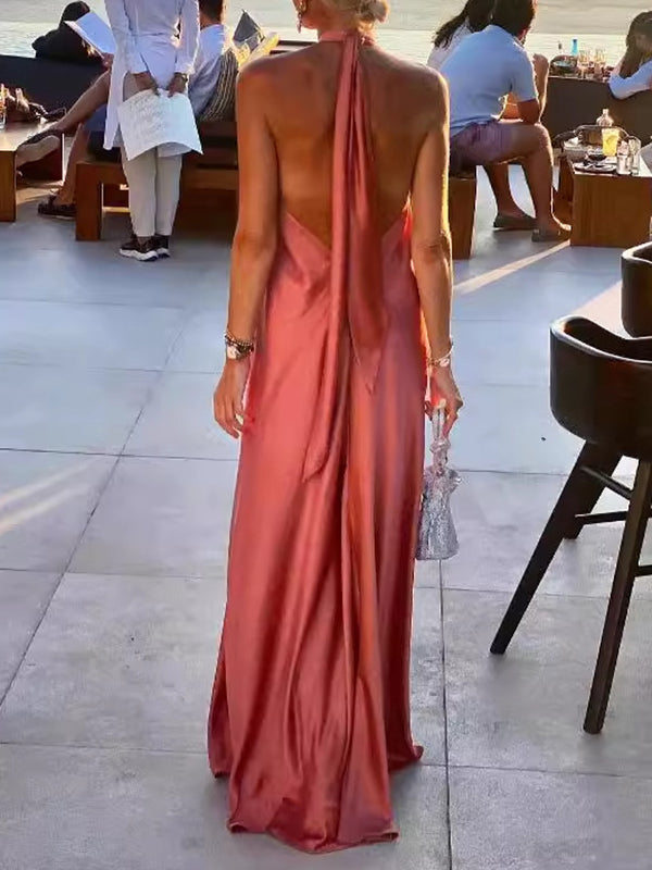 Arabella Halter Backless Maxi Dress BLUE 6