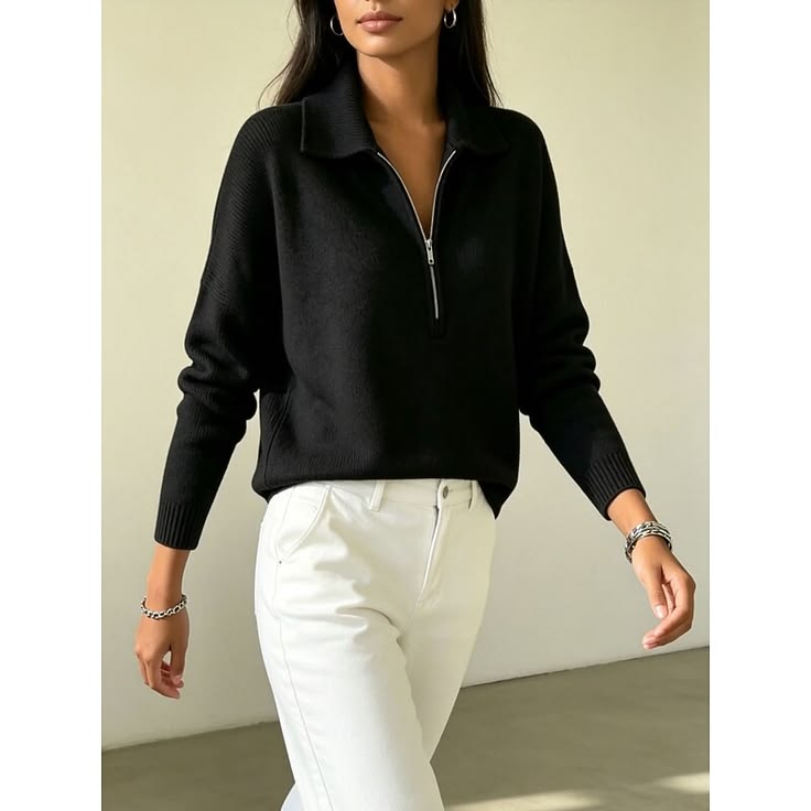 Giselle Ribbed Knit Sweater White 1